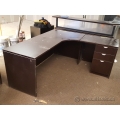 Espresso Single Pedestal L Suite Desk